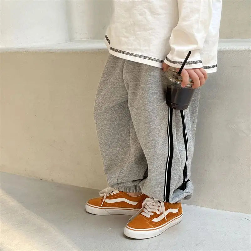 Autumn Kids Boys Solid Sweatpants Thin Ankle Length Harem Pants 3+y Young Child Clothes Spring Girls Casual Loose Sport Trousers