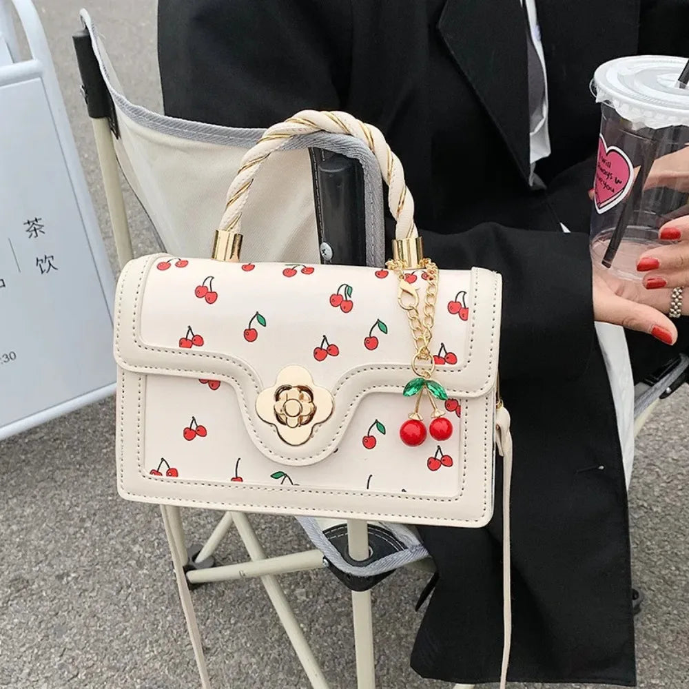 2023 Exquisite Small Bags Women New Fashion Versatile Messenger Bag Sweet Cherry Square Chains Crossbody Bags Wallet  Purse