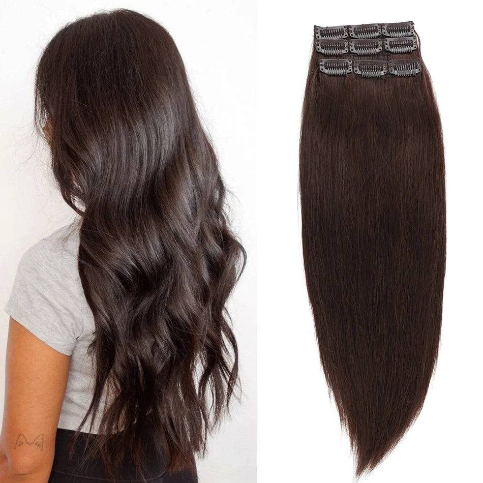 BHF 3 pieces Clip In Human Hair Extensions Straight Machine Made Remy 100% Chinese Hair 30g  90g