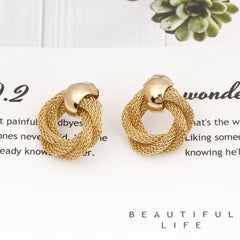 Vintage Metallic Twisted weaving Round Circle Dangle Earrings 2024 New Fashion Wedding Party Drop Earrings for Woman Jewelry