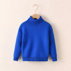 Autumn Winter New Sweater Boys Fleece Knit Pullover Kids Warm Casual Turtleneck Baby Knit Tops Children's Cold Bottom Shirt