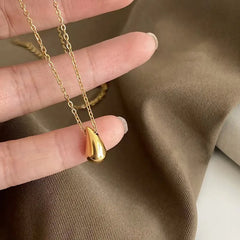 OIMG 316L Stainless Steel Gold Silver Color Fashion Simple Geometric Water Drop Necklace for Women Girls Jewelry Not Fade