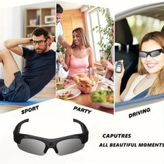 Video Glasses 1080P HD, Outdoor Camera Glasses, 1080P Smart Glasses, HD Computer Network Camera, 120 ° Wide-angle, 180 Minutes Battery Life, Suitable For Cycling, Hiking, Fishing, Coastal Beach, Tourism, 32GB Storage Card