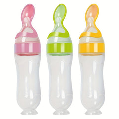 90ml Silicone Food Feeder Bottle with Spoon and Suction - Easy Mealtime Solution for Babies - Perfect for Halloween, Thanksgiving, Christmas, and Easter Gift Giving