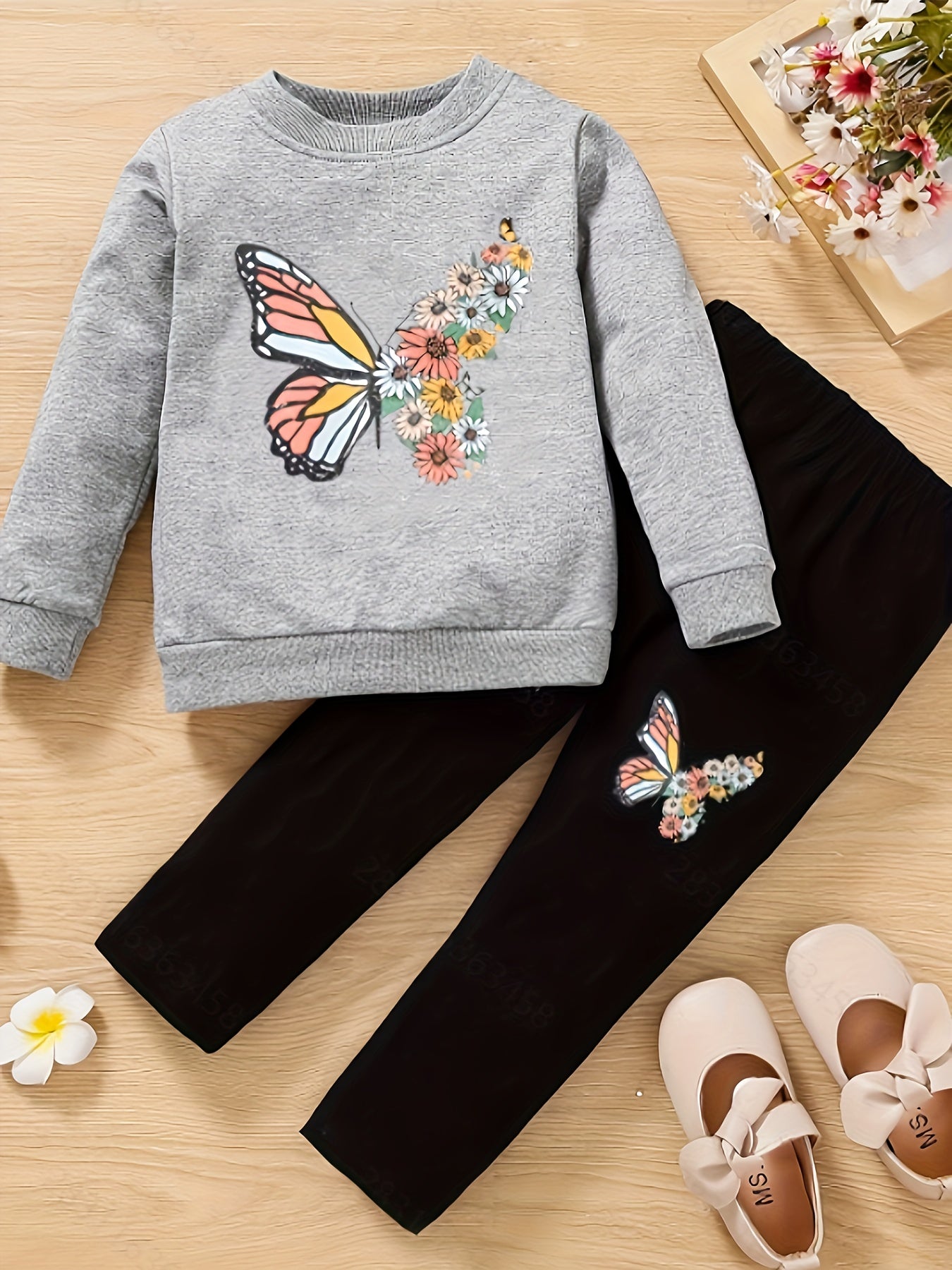 Kids Fashion Outfit Set Sweatshirt + Trousers Long Sleeve Cute Animal Pattern Top Round Neck Casual Slim-fit Clothes For Autumn