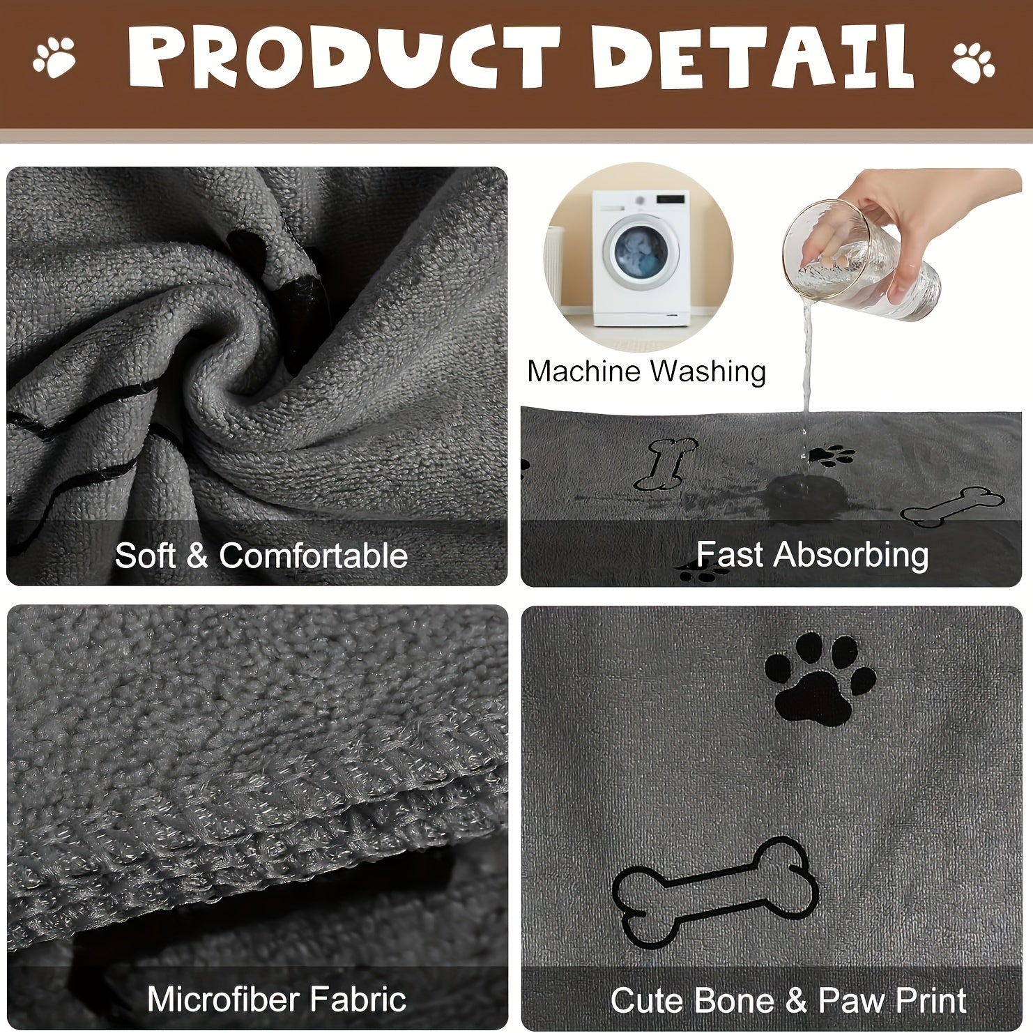 Ultra-Absorbent Microfiber Dog Towels - Rapid-Dry, Luxuriously Soft & Durable, 24x40 inches, Adorable Paw Print Design - Perfect for Grooming Your Furry Friend