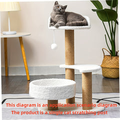 Cat Scratching Post and Climbing Tree with Soft Plush Bed - Natural Sisal Fabric Wrapped Pillars for Claw Sharpening and Play - Durable Pet Furniture with Ball Toy for Cats