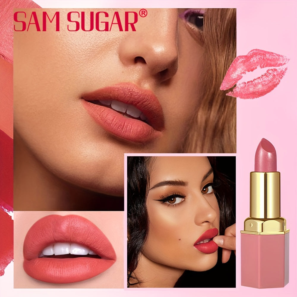 SAM SUGAR Mermaid Sparkle Velvet Lipstick - Metallic Pearl Finish, Long-Lasting Shine & Glitter, Perfect Gift for Women - Available in Orange, Pink, Purple, Red