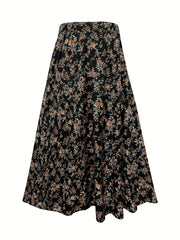 Plus Size Floral Print Skirt - Stretchy Elastic Waistband, Relaxed Casual Style, Ideal for Spring & Summer - Designed for Plus Size Women, Womens Fashion Clothing Collection