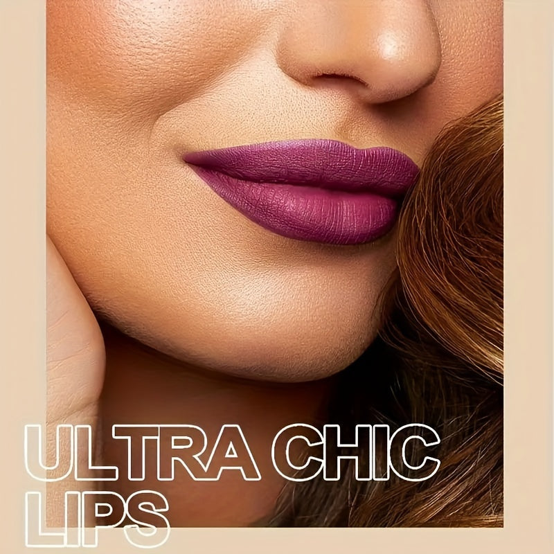 12 Shades Matte Lipstick, Long-Lasting Pigmented Lip Color, Sexy Velvet Waterproof Lip Stain, Natural Makeup Cosmetic