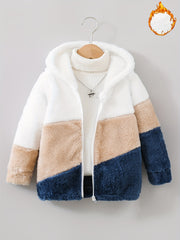 Boy's Casual Fashion Fleece Jacket with Hood and Zipper, Perfect for Fall/Winter Seasons, Suitable for Ages 12 and Under