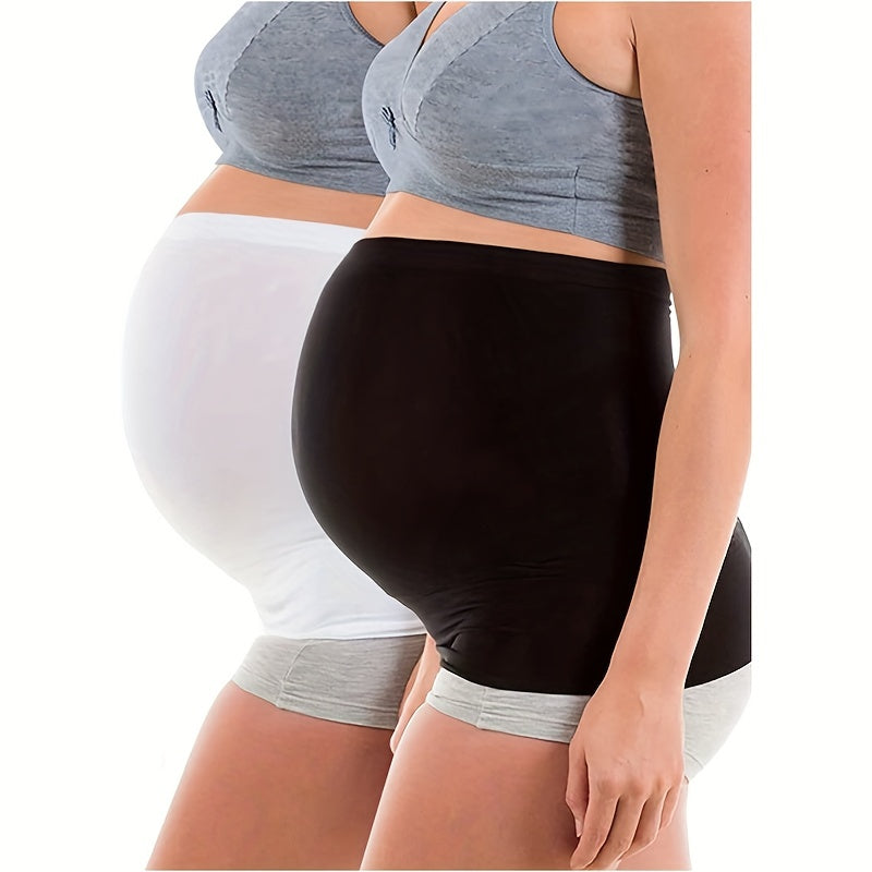 2 Pcs of Soft & Strong Support for Pregnancy: High Stretch Maternity Belly Bands (White & Black) Christmas, Halloween, Thanksgiving Day Gift