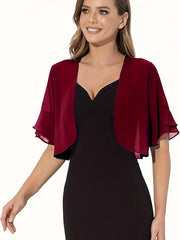 Layered Flare Sleeve Crop Blouse, Versatile Open Front Blouse For Spring & Summer, Women's Clothing