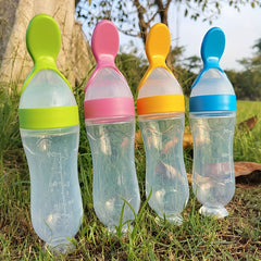 90ml Silicone Food Feeder Bottle with Spoon and Suction - Easy Mealtime Solution for Babies - Perfect for Halloween, Thanksgiving, Christmas, and Easter Gift Giving