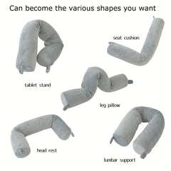 1pc Cylindrical U-Shaped Pillow, Can Be Twisted, Travel Pillow Memory Cotton Neck Pillow Built-In Keel Skeleton