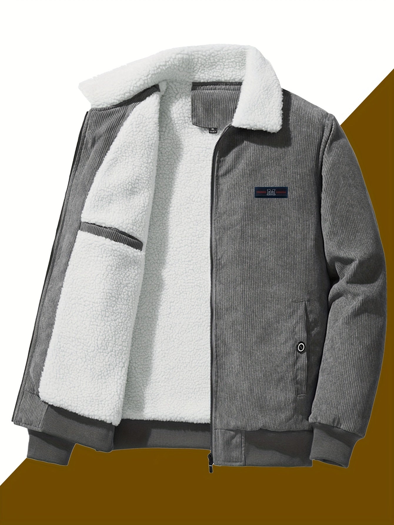 Mens Ultra-Soft Fleece Lined Jacket - Stylish Retro Design with Chic Lapel & Practical Pockets - Versatile Warm Winter Wear