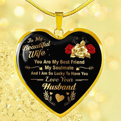 To My Wife You Are My Best Friend I Always Love You Heart Pendant Necklace To Wife Anniversary Birthday Gift From Husband