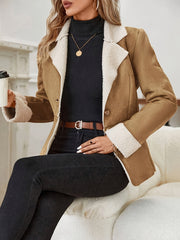 Lapel Neck Button Front Coat, Stylish Long Sleeve Coat For Spring & Fall, Women's Clothing