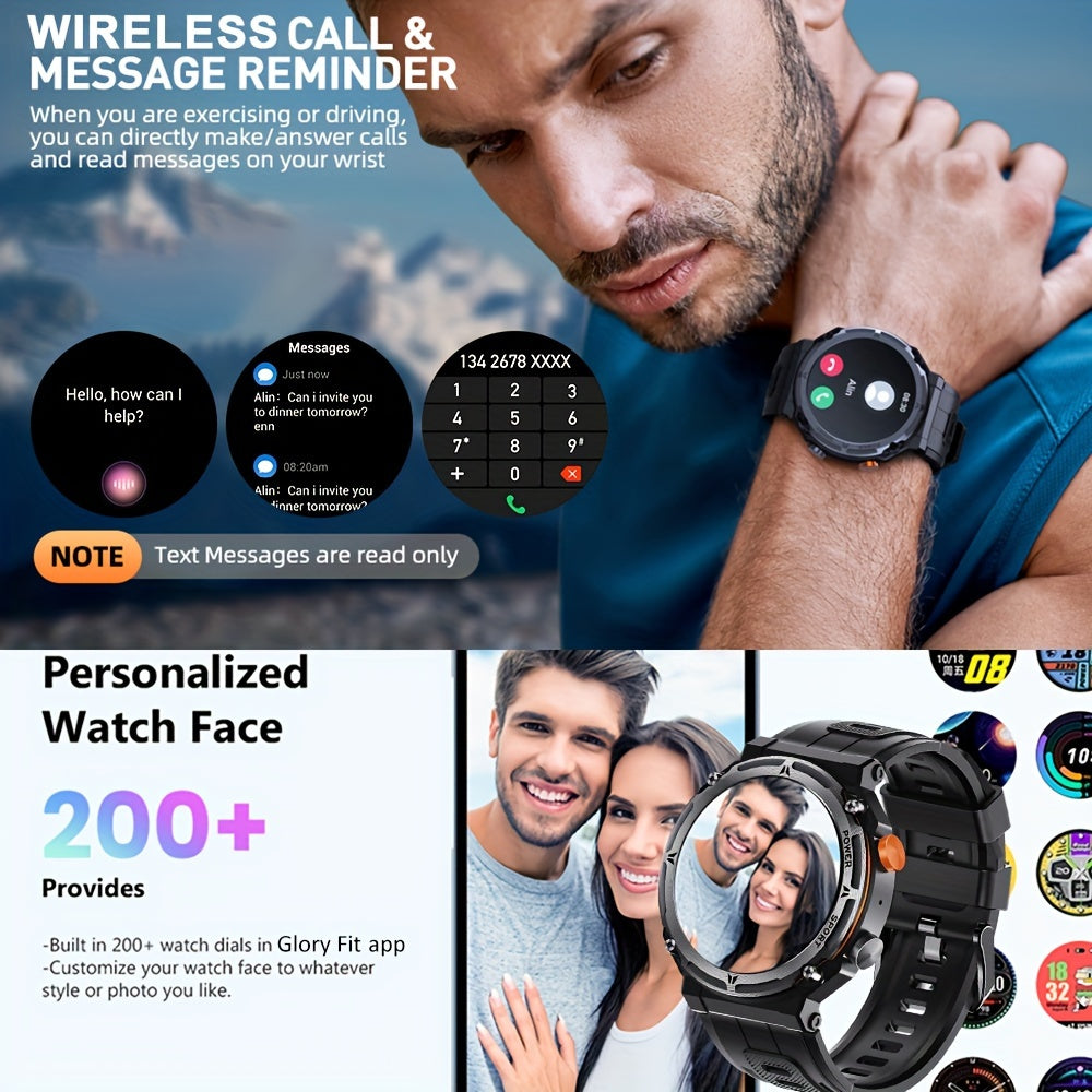 Outdoor Smart Watch(Answer/Dial Calls), Waterproof Sport Smartwatch For IPhone And Android Phones, Fitness Tracker Watch With Multi-Sport Modes/Music-Control/Alarm Clock/Long Battery Life/Good Gifts For Men