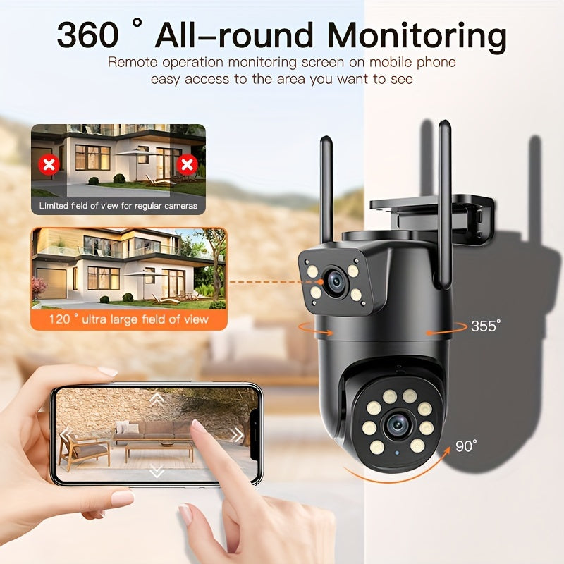 Multifunctional security camera wireless outdoor WiFi security monitoring 2K high-definition dual lens automatic rotation pan tilt night vision motion detection bidirectional call security camera