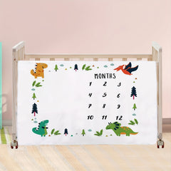 Newborn Baby Monthly Growth Milestone Photography Props,, Commemorative DIY Dinosaur Print Background Cloth, Infant Boy Girl Photo Accessories