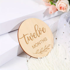 12pcs Wooden Monthly Milestone Cards, Milestone Discs For Photo Props