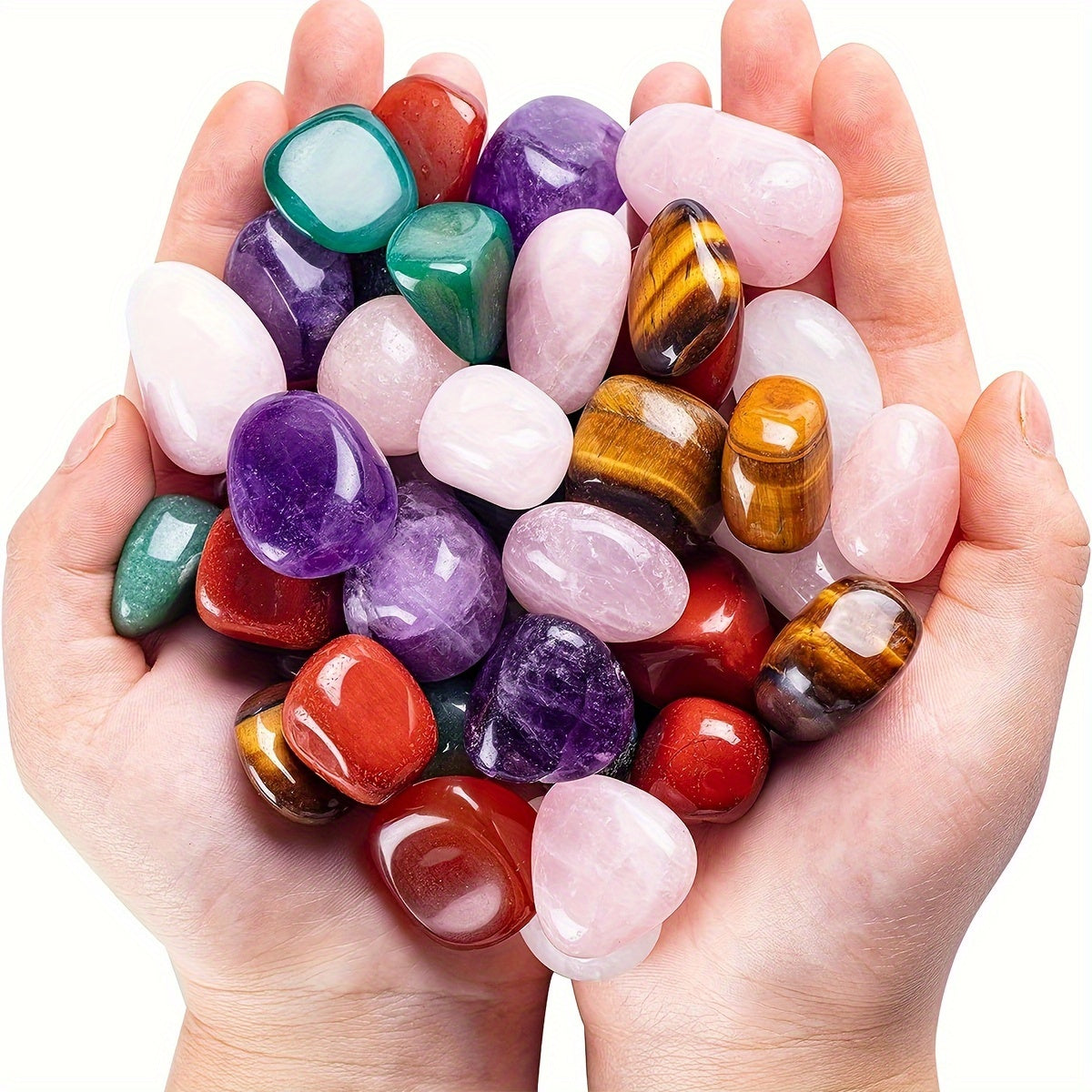 Qicai Xiaolu Assorted Natural Stone and Crystal Hearts - Polished Gemstones for Crafts,,,, Witchcraft - Ideal for Mother's Day, Christmas, Halloween, Thanksgiving Gifts, Suitable for Ages 14+