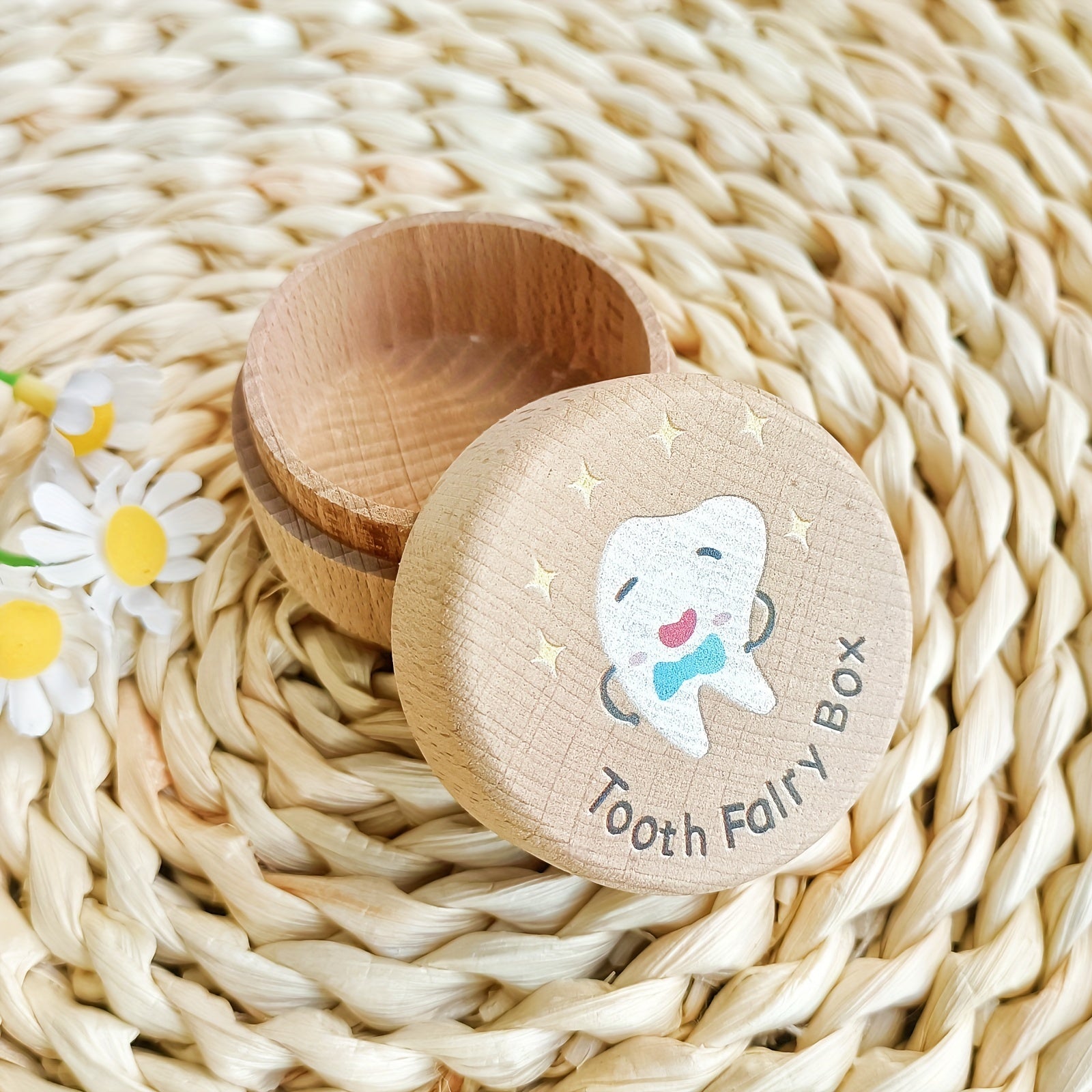 1 Charming Wooden Tooth Fairy Box - Collect, Store And Preserve Precious Tooth And Fetal Hair Memories - Unique Birth Keepsake, Home Decor And Birthday Gift