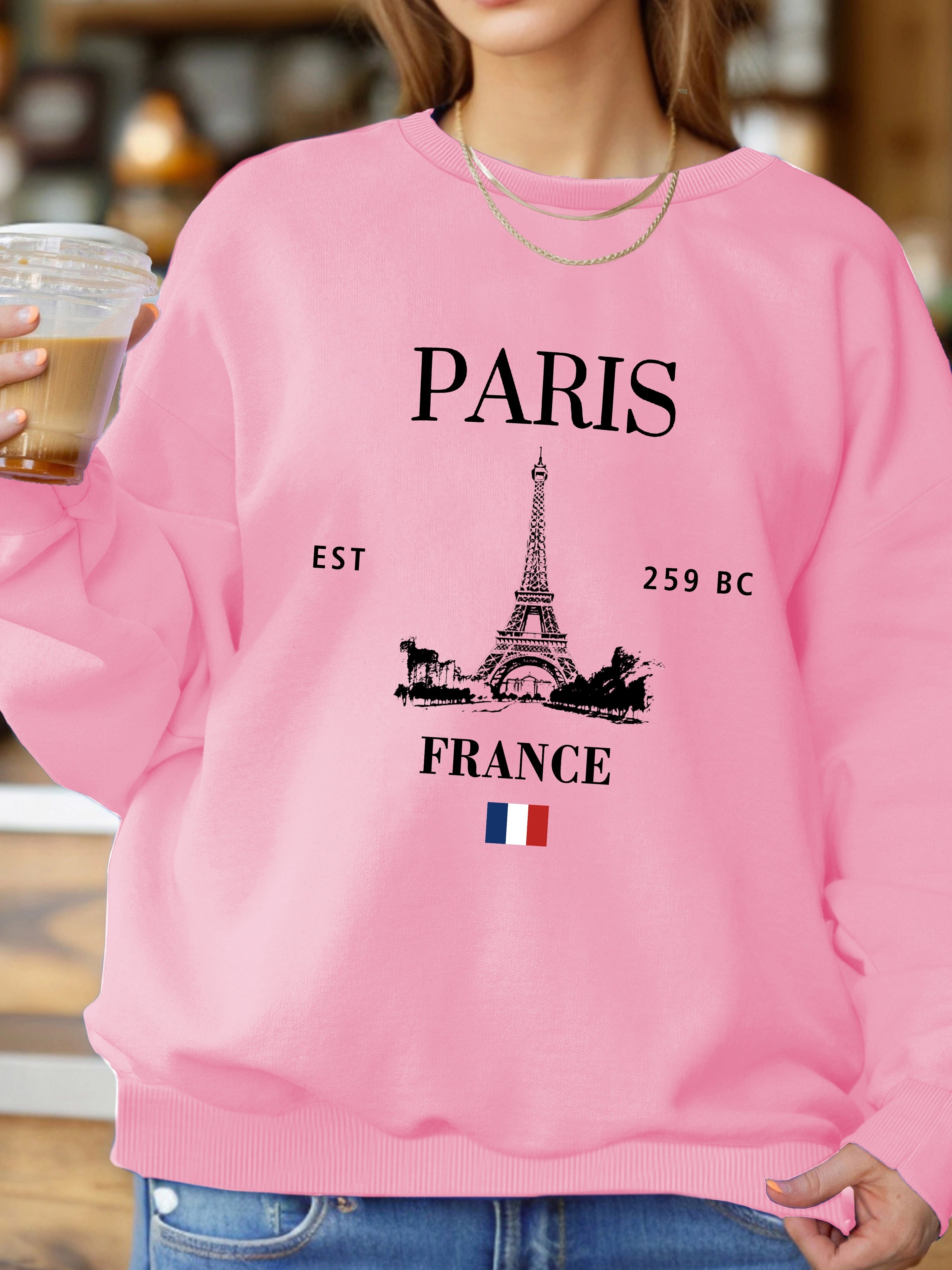 Parisian Chic Sweatshirt - Relaxed Fit, Long Sleeve, Crew Neck, Casual Style for Women - Perfect for Everyday Wear, Womens Clothing