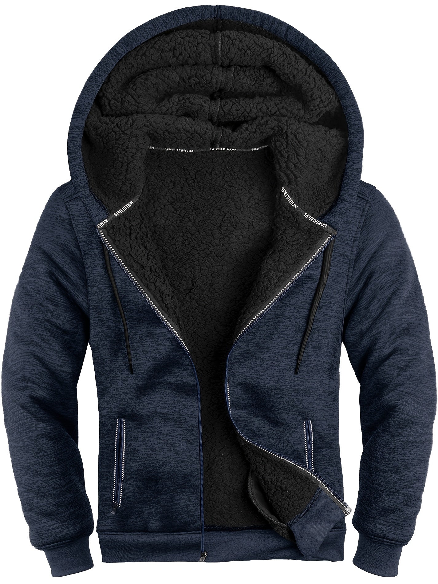 Ultra-Warm Mens Fleece Lined Hooded Coat - Extra-Thick Solid Color Jacket with Luxurious Sherpa Lining - Stylish Long Sleeve Hoodies for Cozy Autumn & Winter Wear