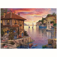 1000pcs Mediterranean Harbor Puzzle, Thick And Durable Seamless Jigsaw Puzzle For Adults Fun Family Challenging Puzzle For Birthday, Christmas, Halloween, Thanksgiving, Easter