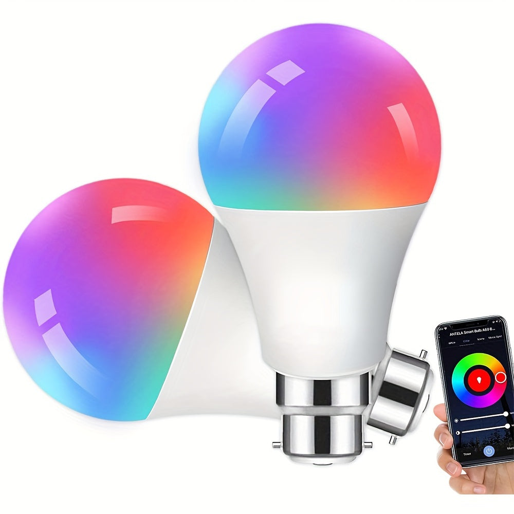 1PCS B22 LED WiFi Smart Light Bulb, RGB Smart Bulbs, 10W B22 Tuya APP Bulbs, Dimmable 16 Million Colours Changing Light Bulbs BT Control, 10W B22 Smart Tuya Bulbs Seting Timers, Scene And Music Sync, Voice Control