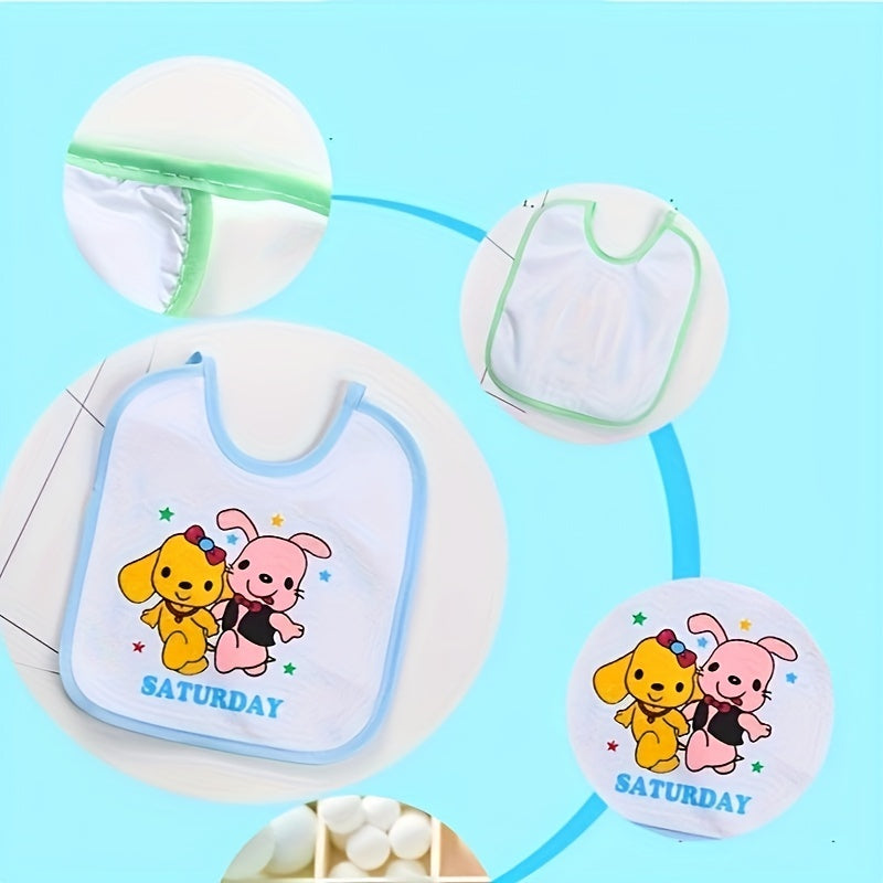 7pcs, Weekly Bibs, Daily No Weighted Bib, Waterproof Baby Lace-up Bib, Baby Bib, Saliva Bib, Newborn Anti-spitting Milk Towel