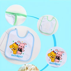 7pcs, Weekly Bibs, Daily No Weighted Bib, Waterproof Baby Lace-up Bib, Baby Bib, Saliva Bib, Newborn Anti-spitting Milk Towel