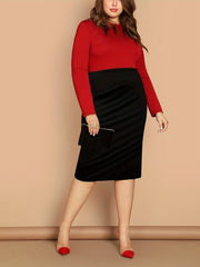 Plus Size Solid Pencil Skirt - Vibrant Solid Color, Streamlined Silhouette, Comfortable Stretchy Waistband, Knee-Length - Perfect for Warm Weather, Designed for Curvy Women