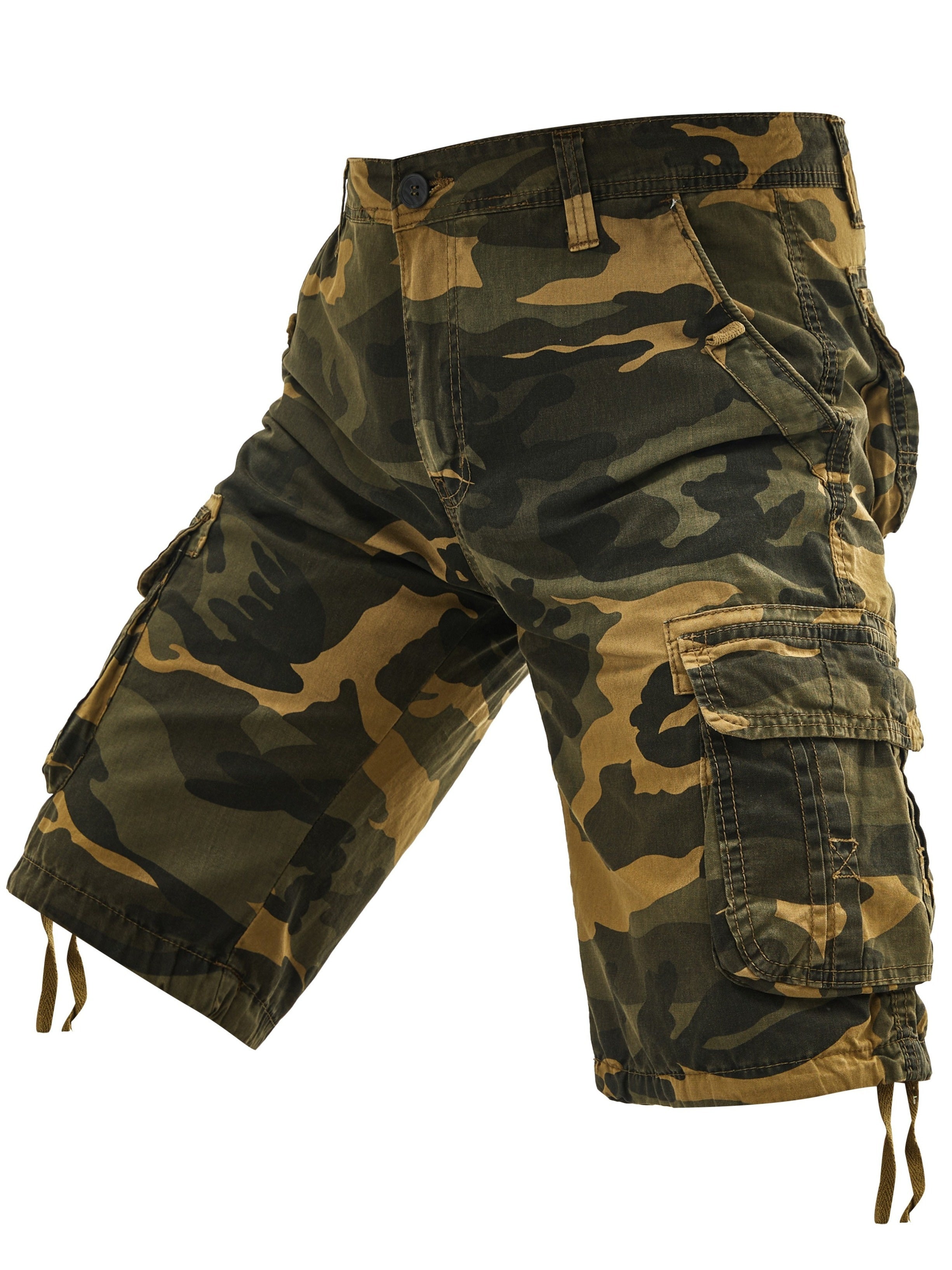 Mens Fashion-Forward Camouflage Cargo Shorts - Bold Print, Multipocket, Comfortable for Summer Outdoor Sports and Casual Wear