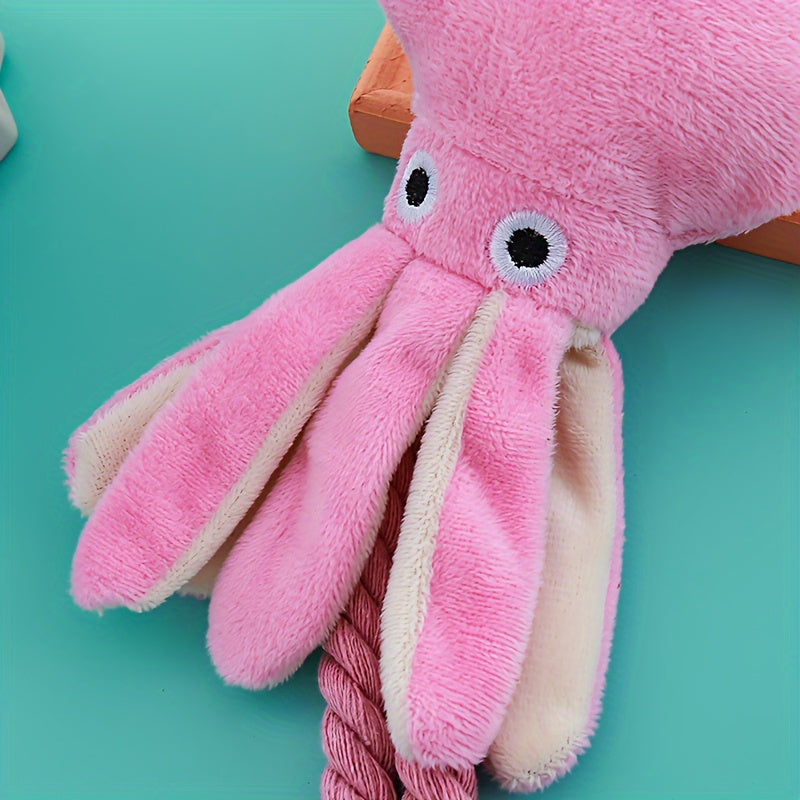 Festive Octopus Plush Dog Toy: Cute Cartoon Design, Soft Fleece Material, Perfect for Small Breeds - Kerala Elegance