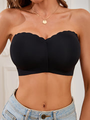 Solid Seamless Strapless Front Closure Wireless Strapless Bra, Sexy Comfy Push Up Bra, Women's Lingerie & Underwear