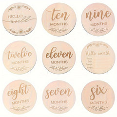 14pcs, Wooden Milestones, 12 Months, Birthday Announcement, Baptism Gifts, Room Decorations, Photography Props, Shooting Props, Birth Date Weight Length Recording Gifts