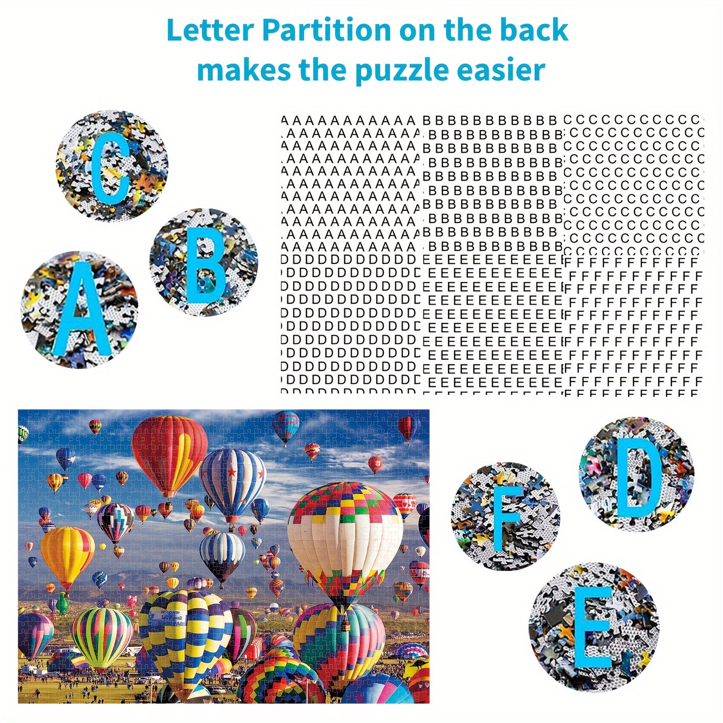 1000 Pieces Hot Air Balloon Jigsaw Puzzle: Adults' Large Paper Puzzles, 70cm x 50cm (27.5" x 19.7"), Fun Family Game, Educational, Intellectual, Portable