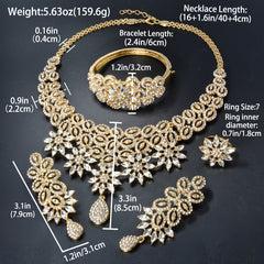 ZEADEAR Luxurious and Elegant Jewelry Set: 1 Necklace, 1 Bracelet, 1 Ring, and 1 Pair of Earrings, Featuring Sparkling Zirstone Flowers and a Dripping Pendant, Perfect for Romantic Weddings and Fancy Galas