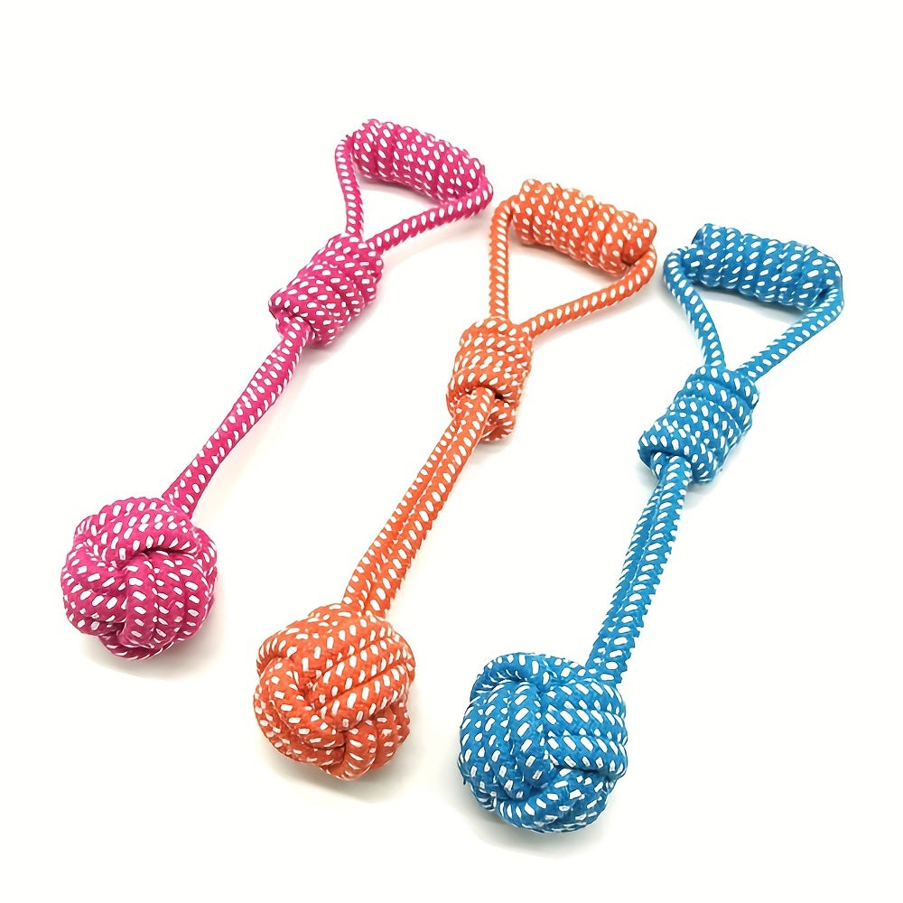 Dog Cotton Rope Toy Molar Bite Resistant Braided Rope Knot Toy Medium Large Hand Pull Toy Pet Random Color - Kerala Elegance