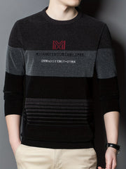 Ultra-Comfortable Mens Color Block Sweater - Soft Knit, High Stretch Pullover - Versatile Casual Style for Fall Winter