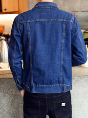 Men's Casual Denim Jacket, Spring/Autumn Fashion Outerwear, Slim Fit Jean Motorcycle Jacket, Trendy Versatile Streetwear