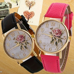 Elegant Rose Flower Embellished Quartz Wristwatch - Fashionable Casual Design - Perfect Gift for Special Occasions