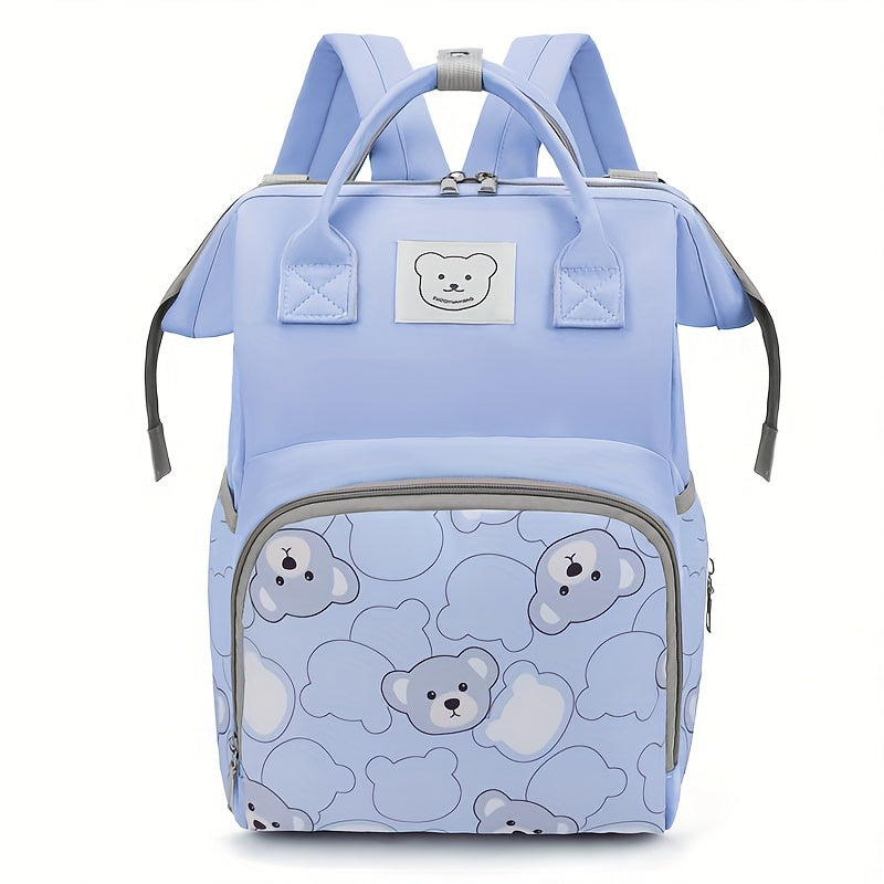 Fashion-Forward Moms Backpack - Ultra-Lightweight, Waterproof, & Spacious with Adorable Bear Design - Perfect for On-the-Go, Includes Stroller Attachment