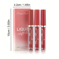 3 Pcs/set Lipstick Misty Matte Lipstick Color Rendering Moisturizing Lip Gloss Easy To Color Lip Glaze Lipstick Pen Boxed Lipstick Pen Velvet Lip Gloss Valentine's Day Gifts