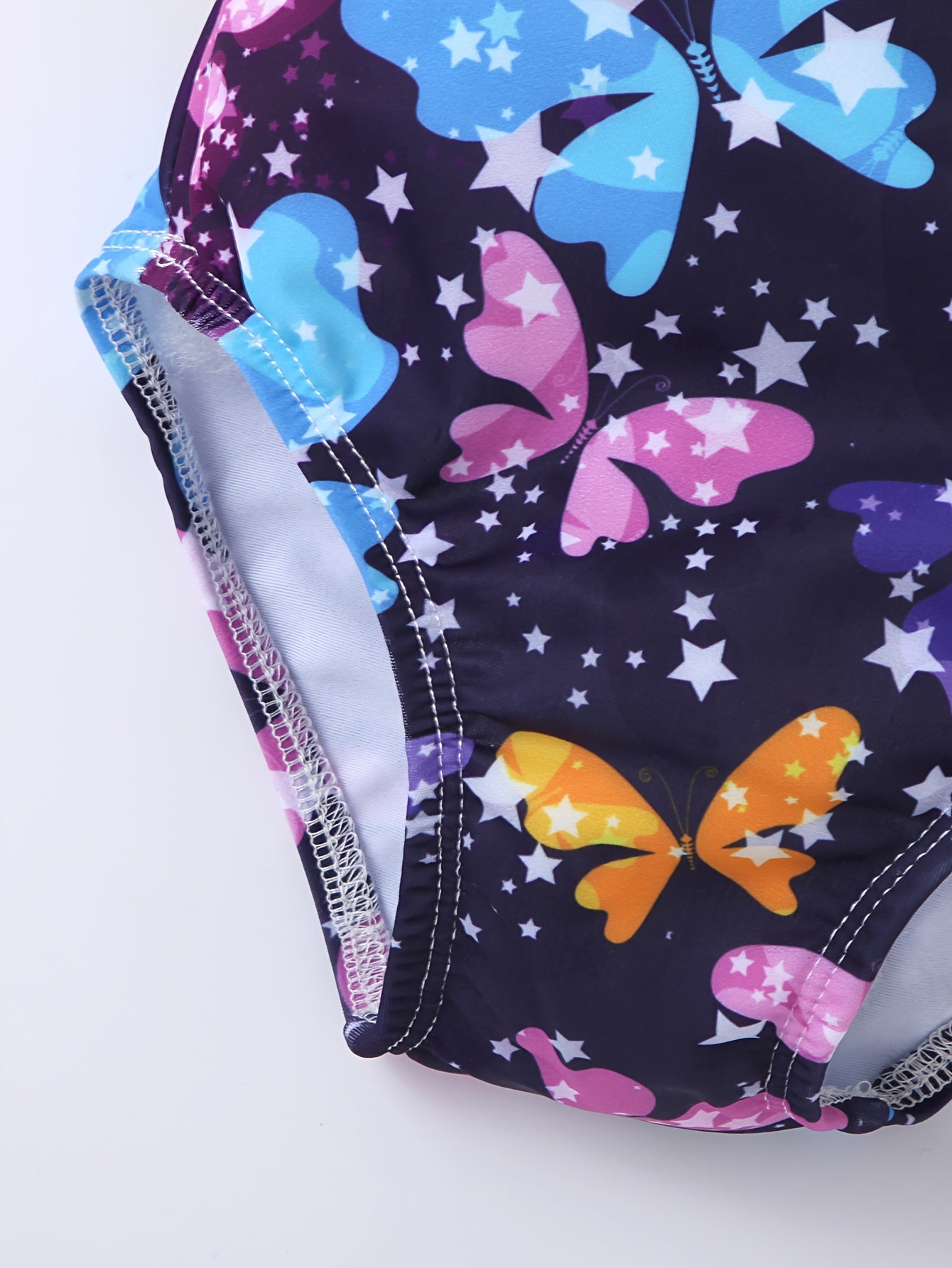 1-Piece Girls Butterflies Print Swimsuit - Sleeveless, Stretchy & Vibrant Design - Perfect for Pool & Beach Adventures