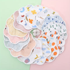 5pcs Random Colors Pure Cotton Baby Bib, Pocket Newborn Baby Bib For 0-3 Years Old Waterproof Bib, Baby Waterproof Saliva Towel, Baby Petal Style Bib, Cotton Waterproof Saliva Bib, Suitable For Baby Boys And Girls