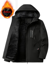 Men's Casual Fleece-Lined Hooded Jacket, Long Sleeve Zip Up Coat With Pockets, Autumn/Winter Wear